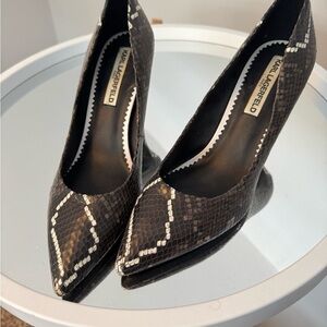 Karl Lagerfeld Black and White Snakeskin Heels